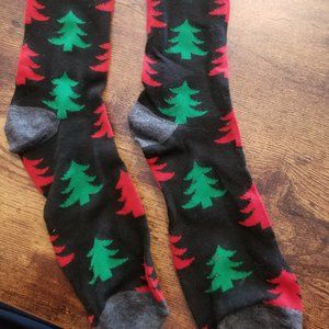 Black, red, and green Christmas crew socks NWOT